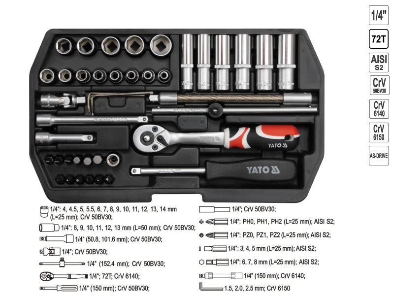 Bộ tuýp tay vặn tổng hợp Yato