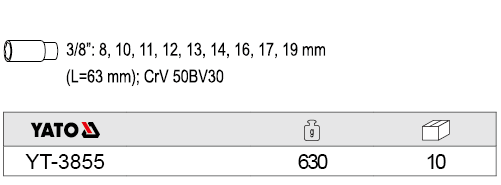 Bộ tuýp dài  9 chi tiết Yato YT-3855