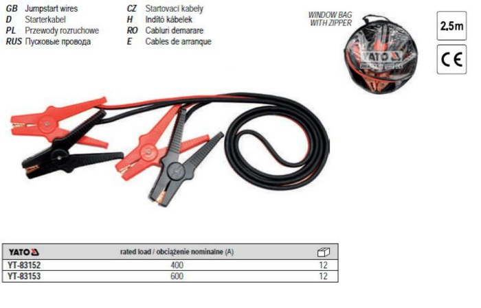 Dây mồi sạc điện ắc quy Yato YT-83152