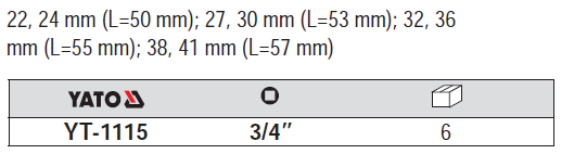 Bộ tuýp mở ốc bu lông 8 chi tiết 3/4 inch Yato YT-1115