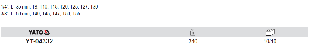 Bộ tuýp mũi vít hoa thị có lỗ Yato YT-04332