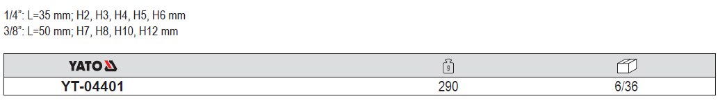 Bộ tuýp lục giác tổng hợp 12 chi tiết Yato YT-04401