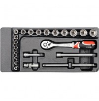 Khay bộ tuýp tay vặn tổng hợp 3/8 inch 22 chi tiết YT-5542